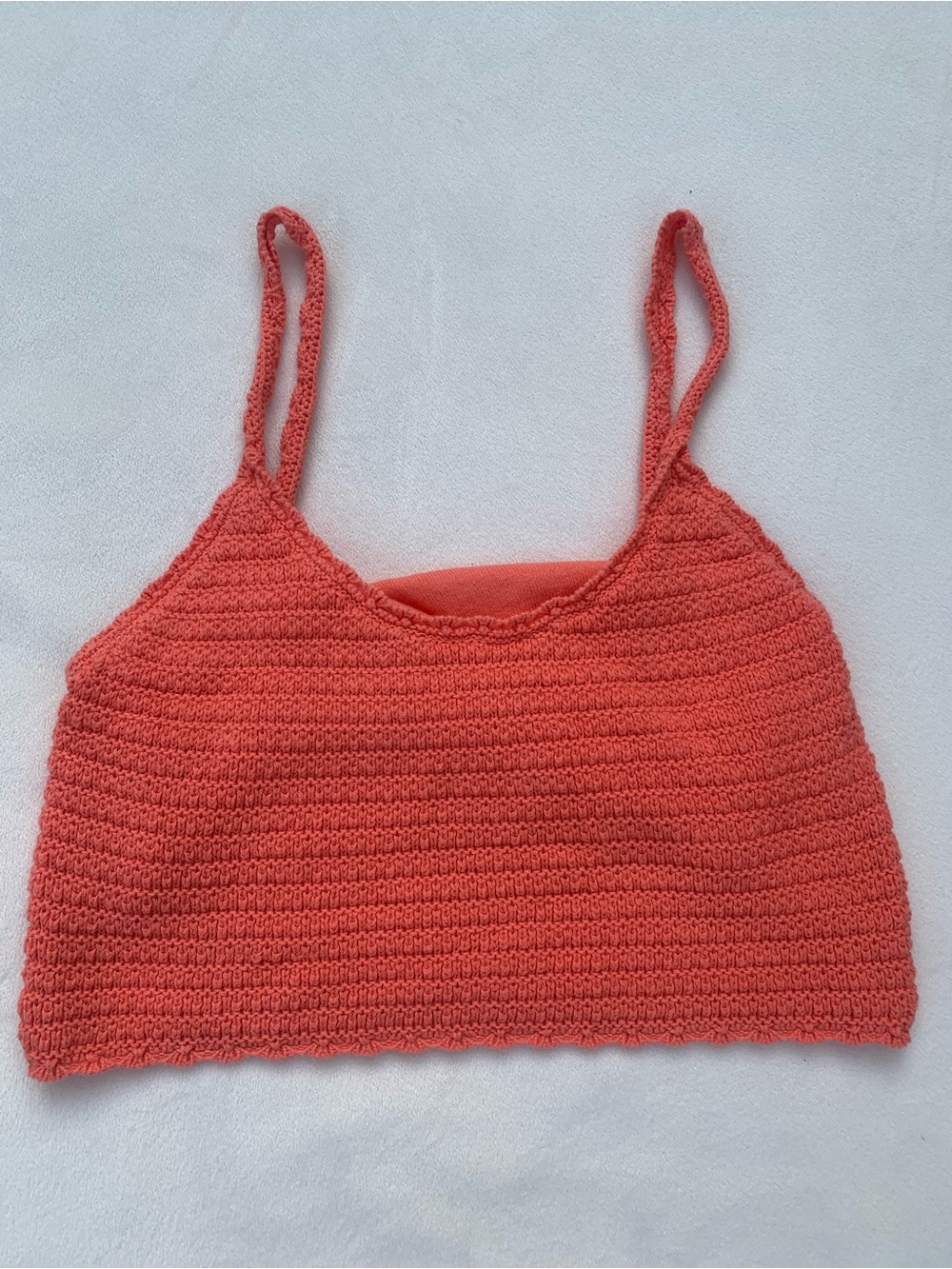 aerie Coral Crochet Spaghetti Strap Tank